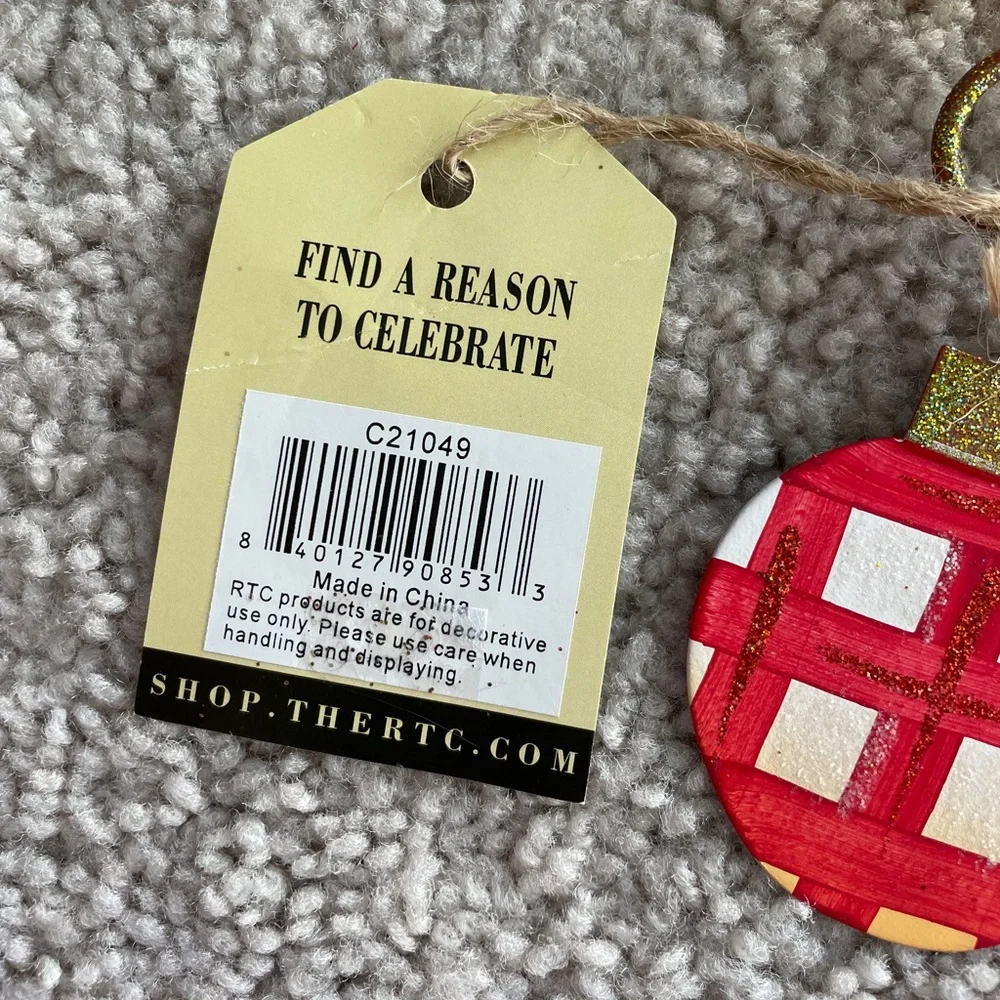 The Round Top Collection RT Red Cardinal Glitter Gold Bow Metal Ornament